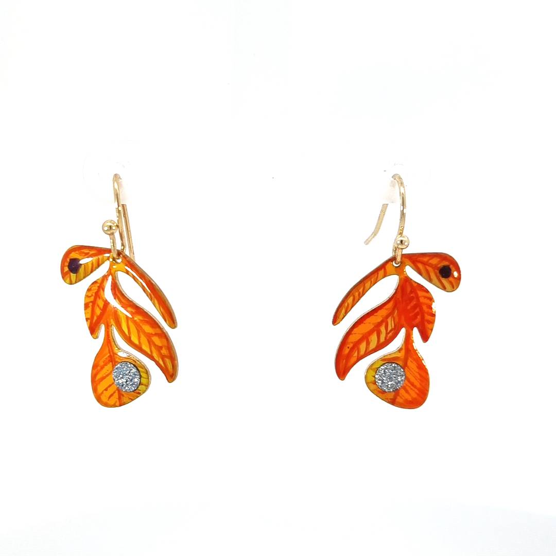 Emaille Ohrringe "Orange Feather"