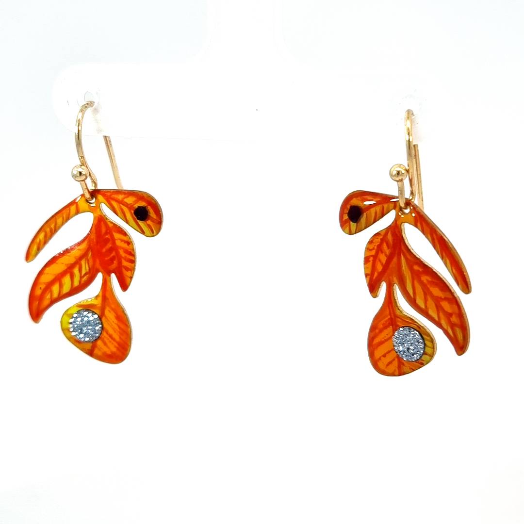 Emaille Ohrringe "Orange Feather"